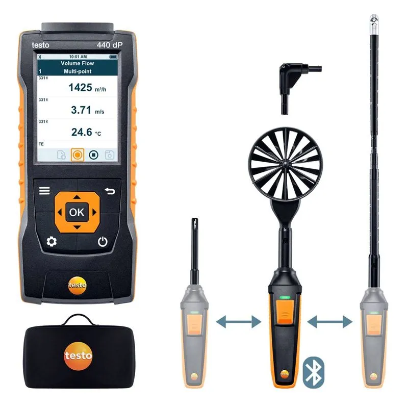 Testo 440dP анемометр с комплектом для вентиляции №2