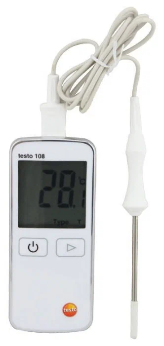 Testo 108 цифровой водонепроницаемый термометр с возможностью подключения зондов т/п Тип Т и К (Арт: 0563 1080) 