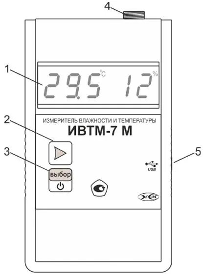 Общий вид термогигрометра ИВТМ-7 М 2 с micro-USB